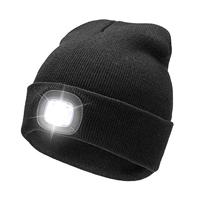 Winter Beanie Hats with LED Light-up Headlamp