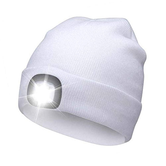 Winter Beanie Hats with LED Light-up Headlamp